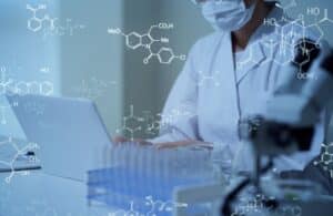 Chemical experiment concept with pharmacist