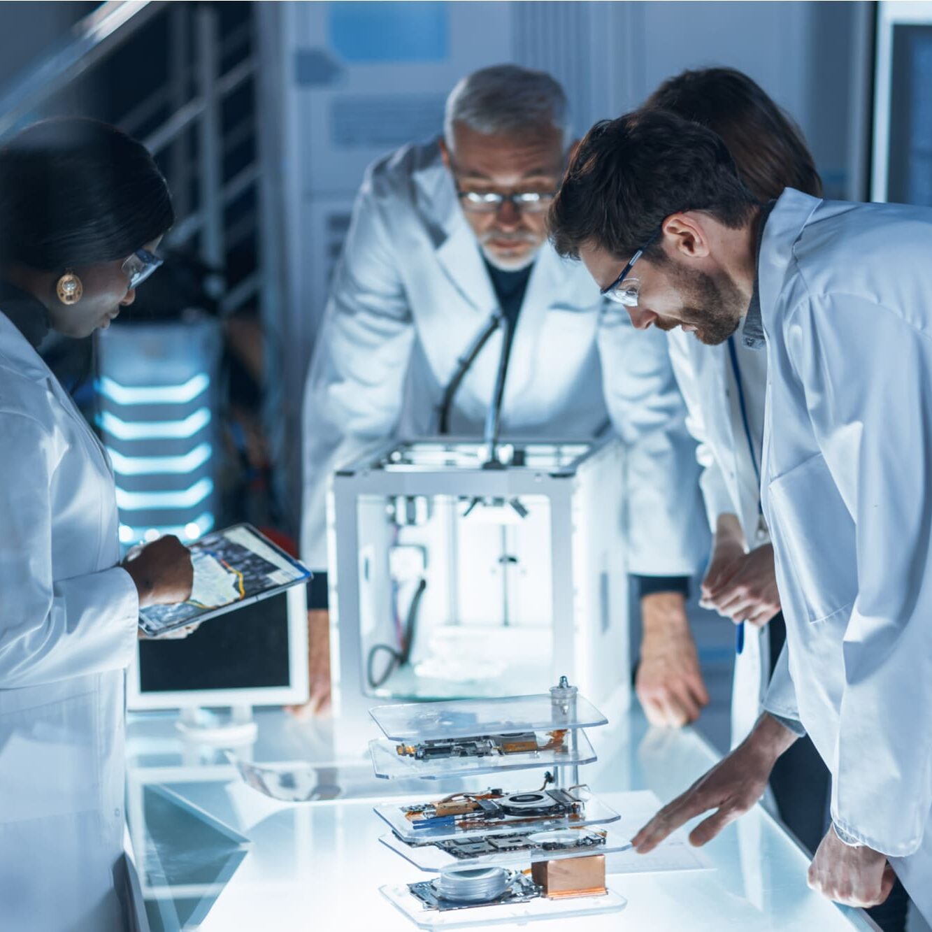 Scientists working in R&D facility